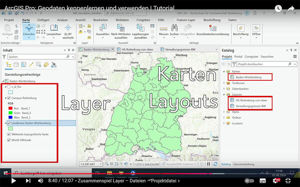 Screenshot aus einem der GIS-Videotutorials Screenshot aus einem der GIS-Videotutorials