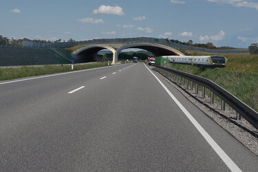  Fotosimulation der geplanten Grünbrücke über die B28 zwischen Klichberg und Weilheim